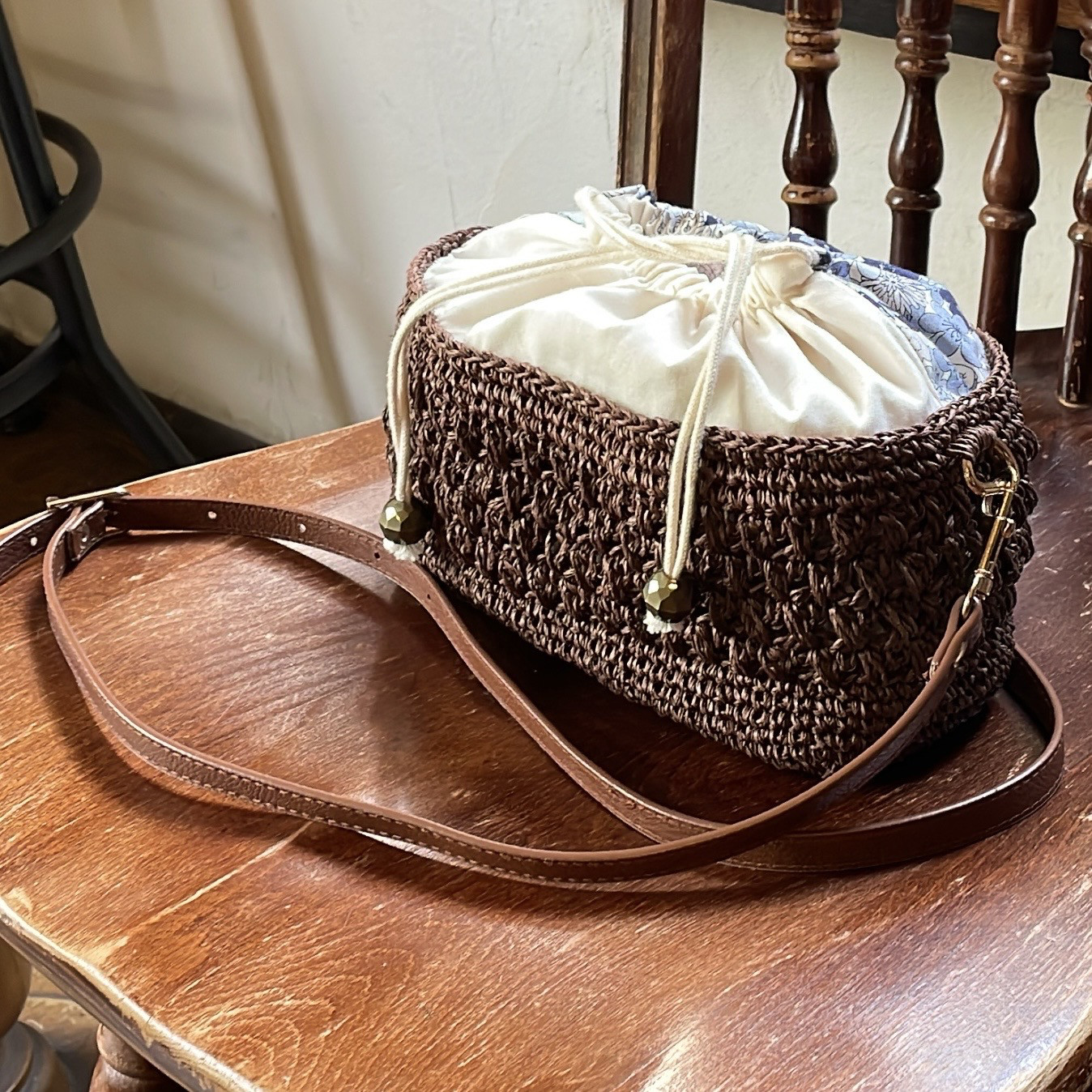 ＊【選べる組合せ】内巾着の透かし模様ミニショルダー＊