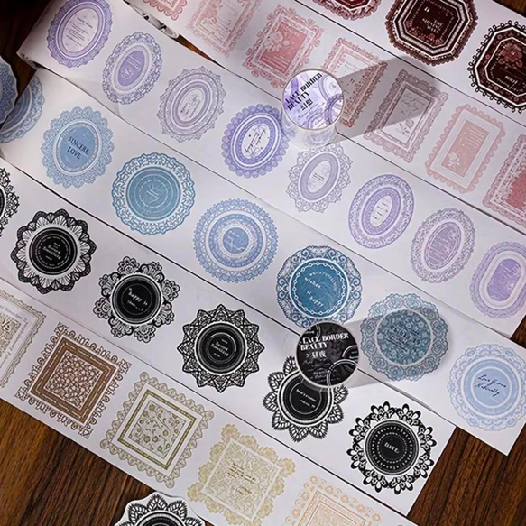 マスキングテープ 6種 クラフト紙 コラージュ 素材 フレーム レース