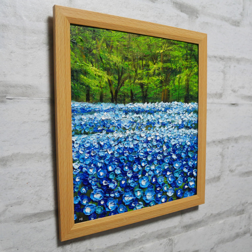 油絵 油彩 油彩画 絵 絵画 【青い花の森の中】 絵画 HR 通販