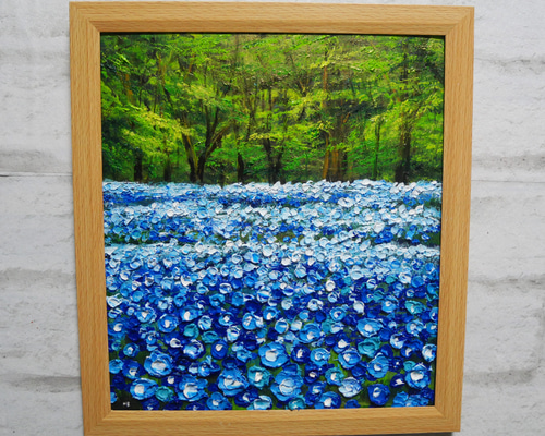青い花 油絵 F6(410×318mm)Ω