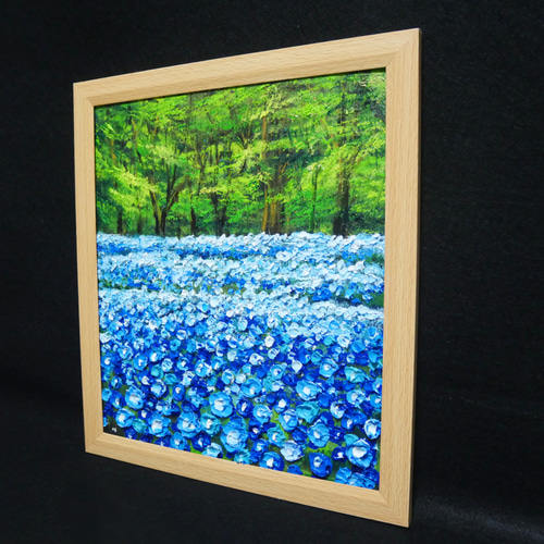 【現金特価】 油絵 油彩 通販 HR 絵画 【青い花の森の中】 絵画 絵 油彩画 絵画+タペストリー