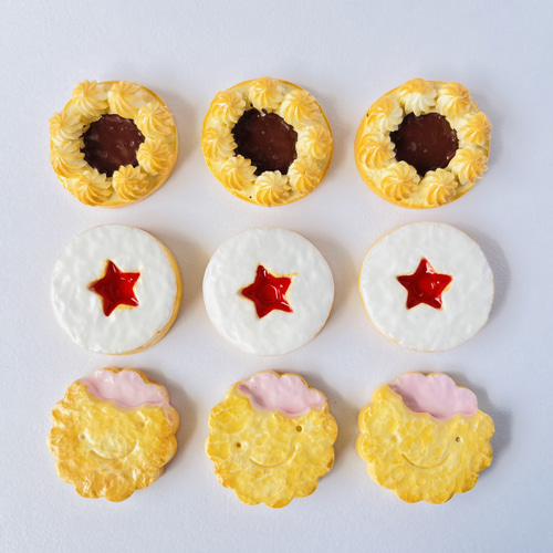 9個セット クッキーのマグネット 軽量紙粘土のフェイクスイーツ プチ