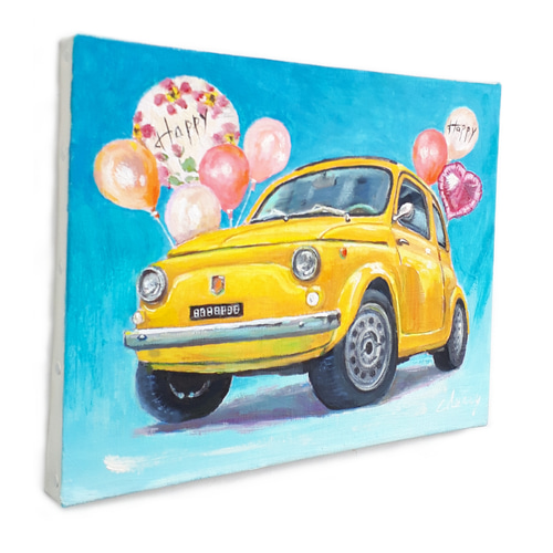 【一点物】『　ドライブ　』油絵 F3号　油彩　油画　絵画　インテリアアート 一点物】『 ドライブ 』油絵 F3号 油彩 油画 絵画 インテリア