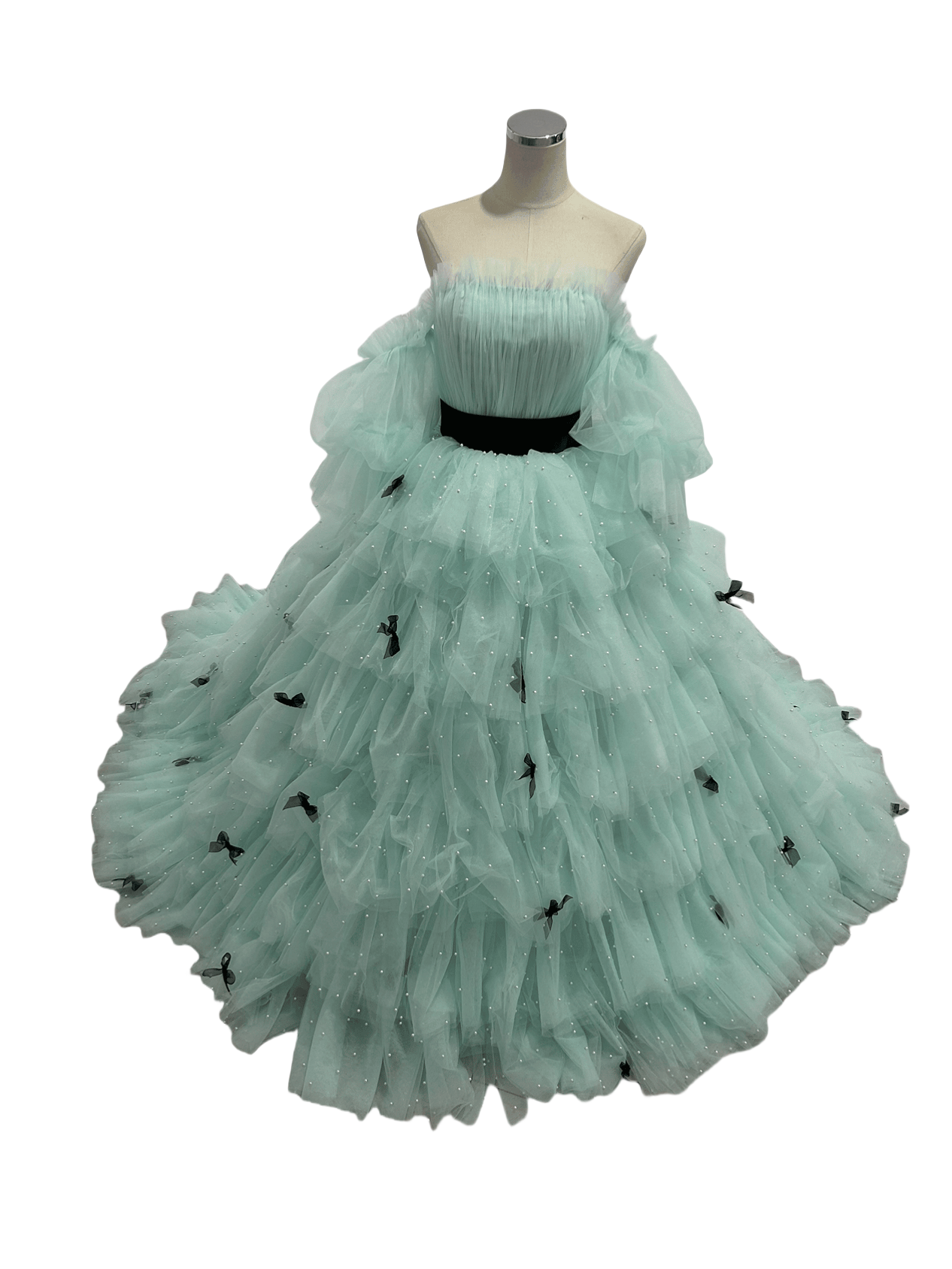 カラードレス プリンセスライン サッシュベルト リボン ティアードのドレス 可愛い  ブライダル