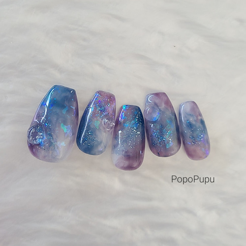 ネイルチップ 海のグラデーション 夏デザイン ネイルチップ（つけ爪