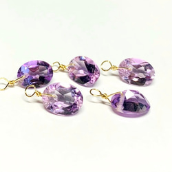 【天然石チャーム】アメジスト　14kgf/シルバー925　１個 　オーバル　ハンドメイド素材 3枚目の画像