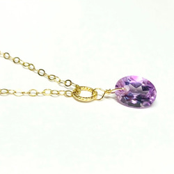 【天然石チャーム】アメジスト　14kgf/シルバー925　１個 　オーバル　ハンドメイド素材 2枚目の画像