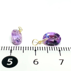 【天然石チャーム】アメジスト　14kgf/シルバー925　１個 　オーバル　ハンドメイド素材 5枚目の画像