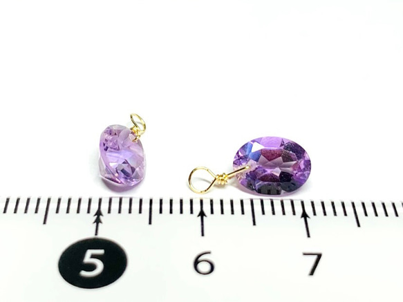 【天然石チャーム】アメジスト　14kgf/シルバー925　１個 　オーバル　ハンドメイド素材 5枚目の画像