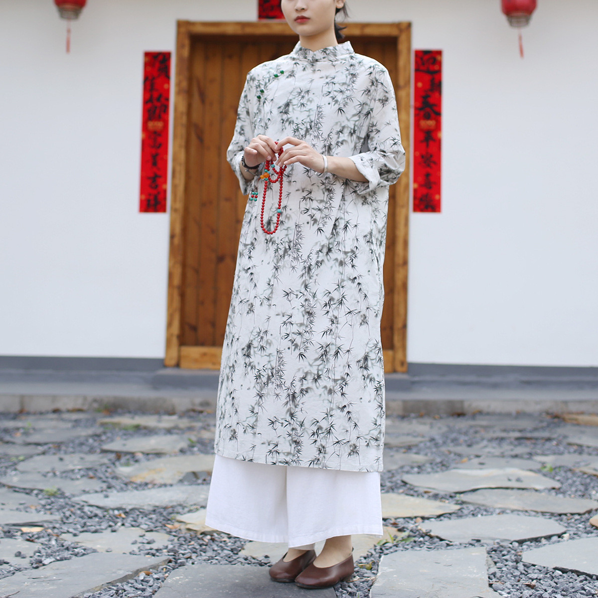 立て襟    玉紐     上着   チャイナドレス    ワンピース   2509