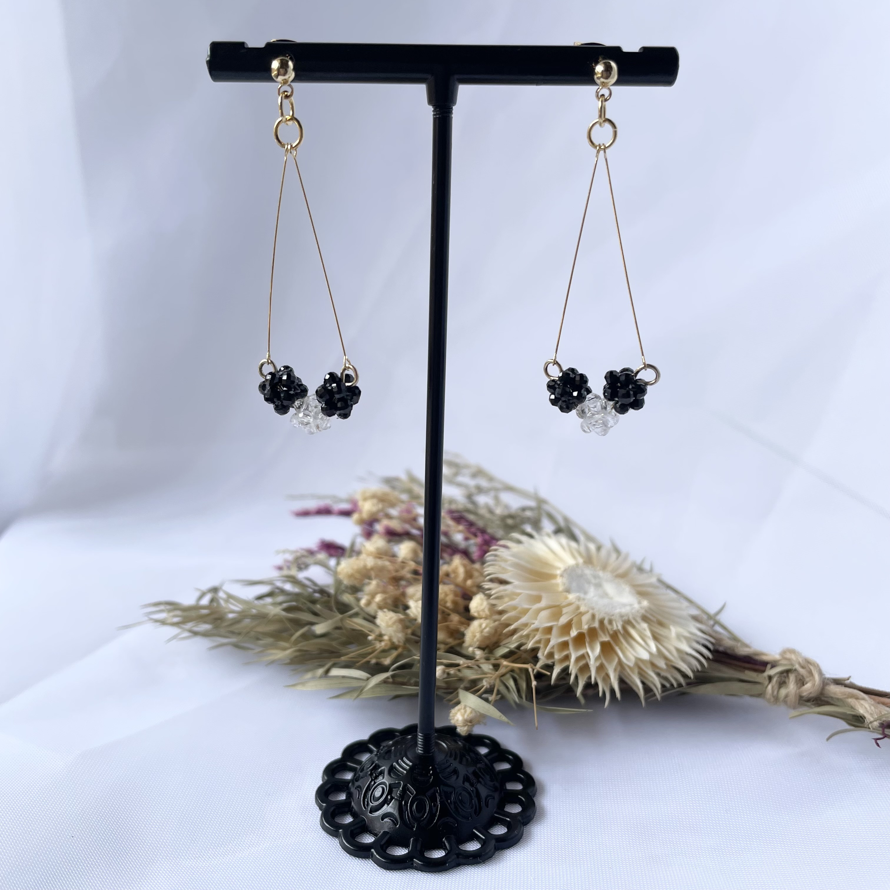 天然石　ブラックスピネルと水晶