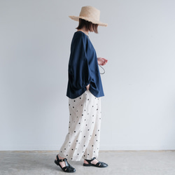 冷感×UVカットで涼しく快適｜3wayブラウス（前後着用・羽織可）｜ピンク&ネイビー｜ゆったりゴム袖｜T0186 8枚目の画像