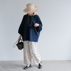 冷感×UVカットで涼しく快適｜3wayブラウス（前後着用・羽織可）｜ピンク&ネイビー｜ゆったりゴム袖｜T0186 9枚目の画像