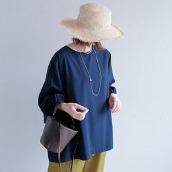 冷感×UVカットで涼しく快適｜3wayブラウス（前後着用・羽織可）｜ピンク&ネイビー｜ゆったりゴム袖｜T0186 12枚目の画像