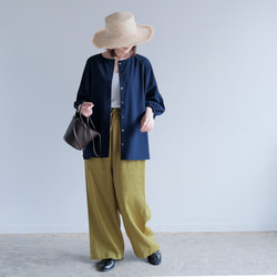 冷感×UVカットで涼しく快適｜3wayブラウス（前後着用・羽織可）｜ピンク&ネイビー｜ゆったりゴム袖｜T0186 10枚目の画像