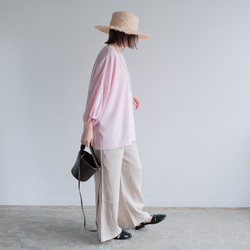 冷感×UVカットで涼しく快適｜3wayブラウス（前後着用・羽織可）｜ピンク&ネイビー｜ゆったりゴム袖｜T0186 15枚目の画像