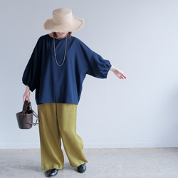 冷感×UVカットで涼しく快適｜3wayブラウス（前後着用・羽織可）｜ピンク&ネイビー｜ゆったりゴム袖｜T0186 7枚目の画像