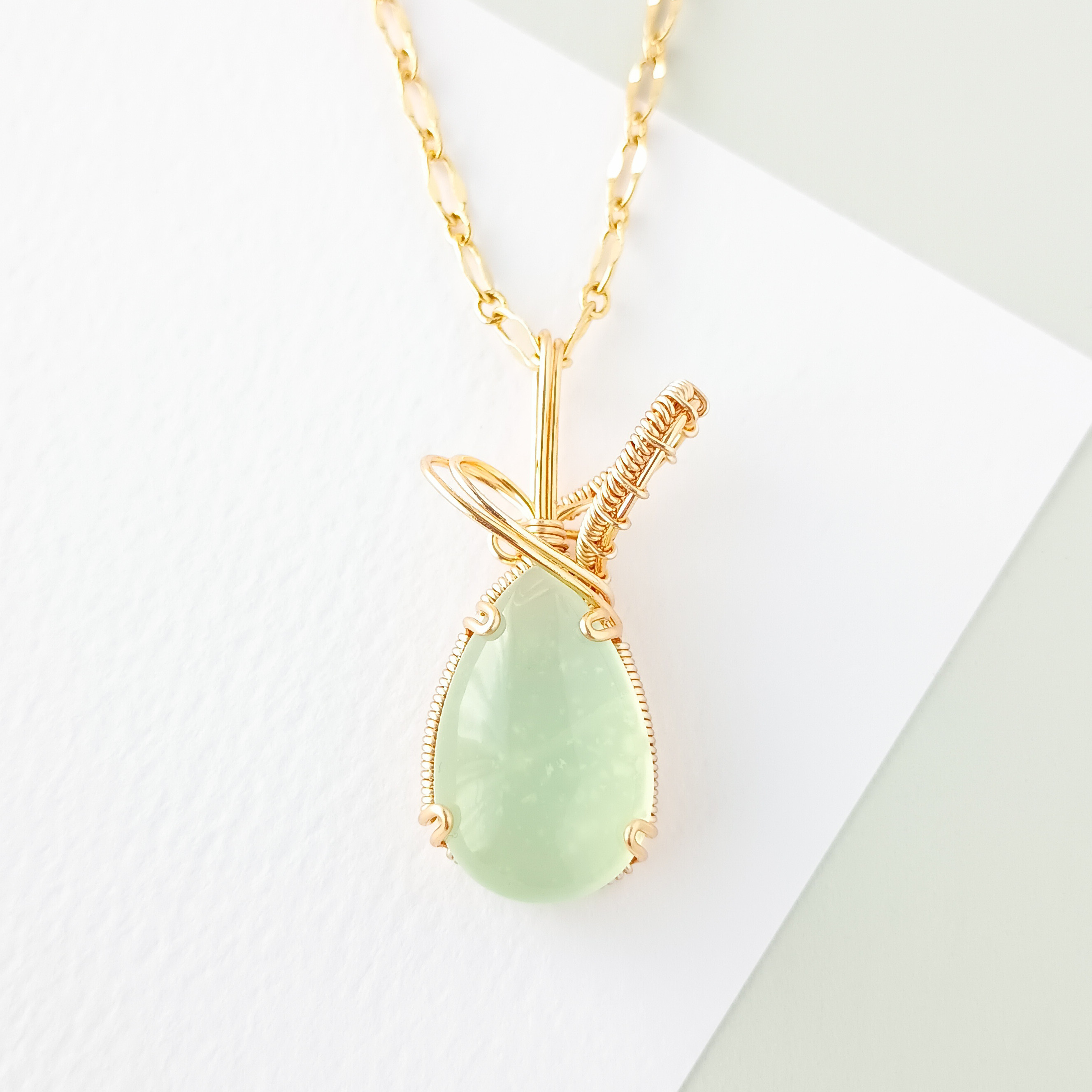 グリーンサーペンティンペンダントトップ✜ワイヤーラッピング