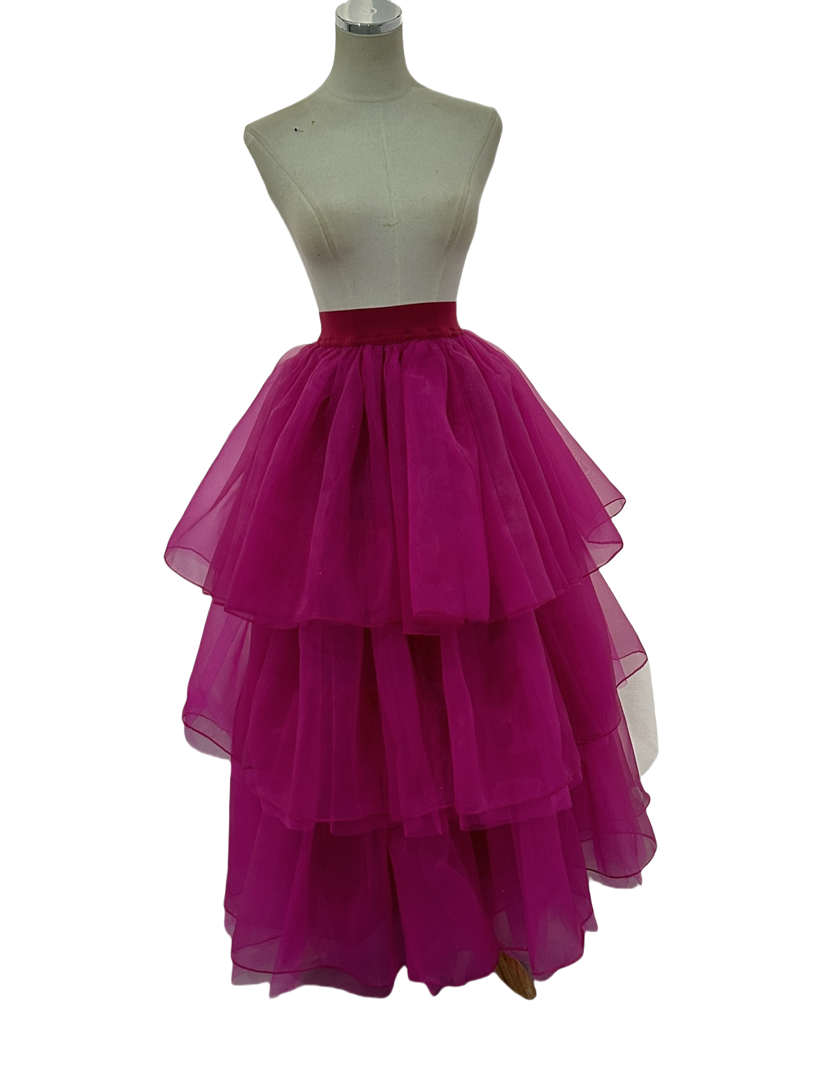 スカート ローズピンク オーガンジー ファスナー ストレッチ 绮丽な 抜群のおしゃれ見え 20,243円