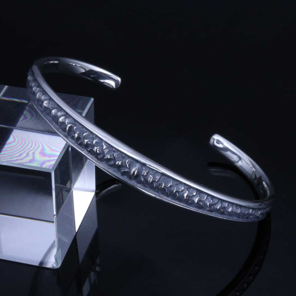 バングル メンズ 龍鱗 シルバーバングル シルバー 龍 竜 ドラゴン 和柄 和風 日本 サイズS/M/L B-132