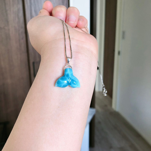 天然無処理 ラリマー 魚尾 ペンダント No22 ネックレス・ペンダント