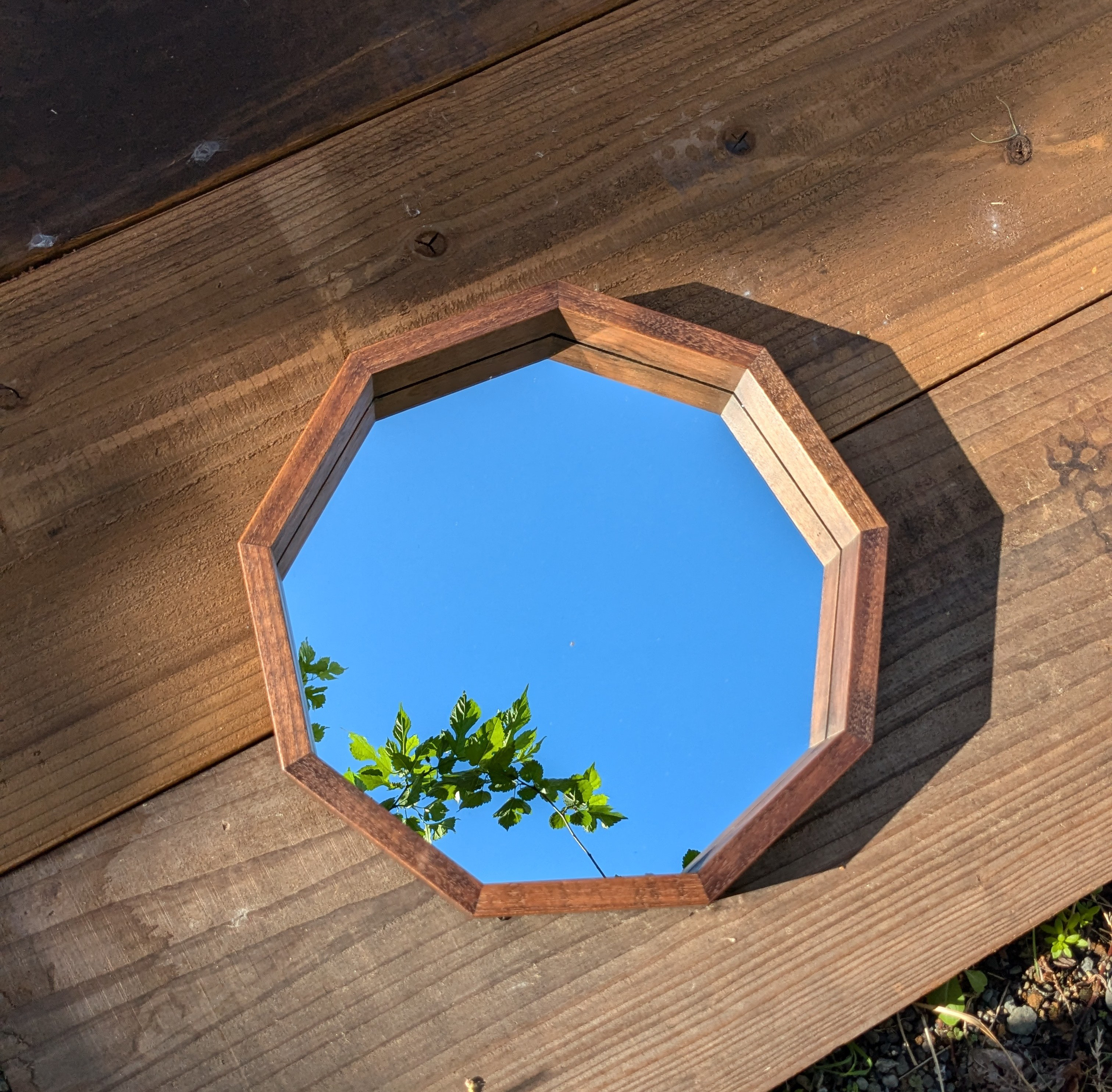 九角形鏡　ウォールナット