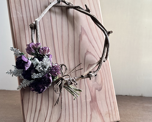 ドライフラワーナチュラルリース 杉板フレームインテリア リース Rest