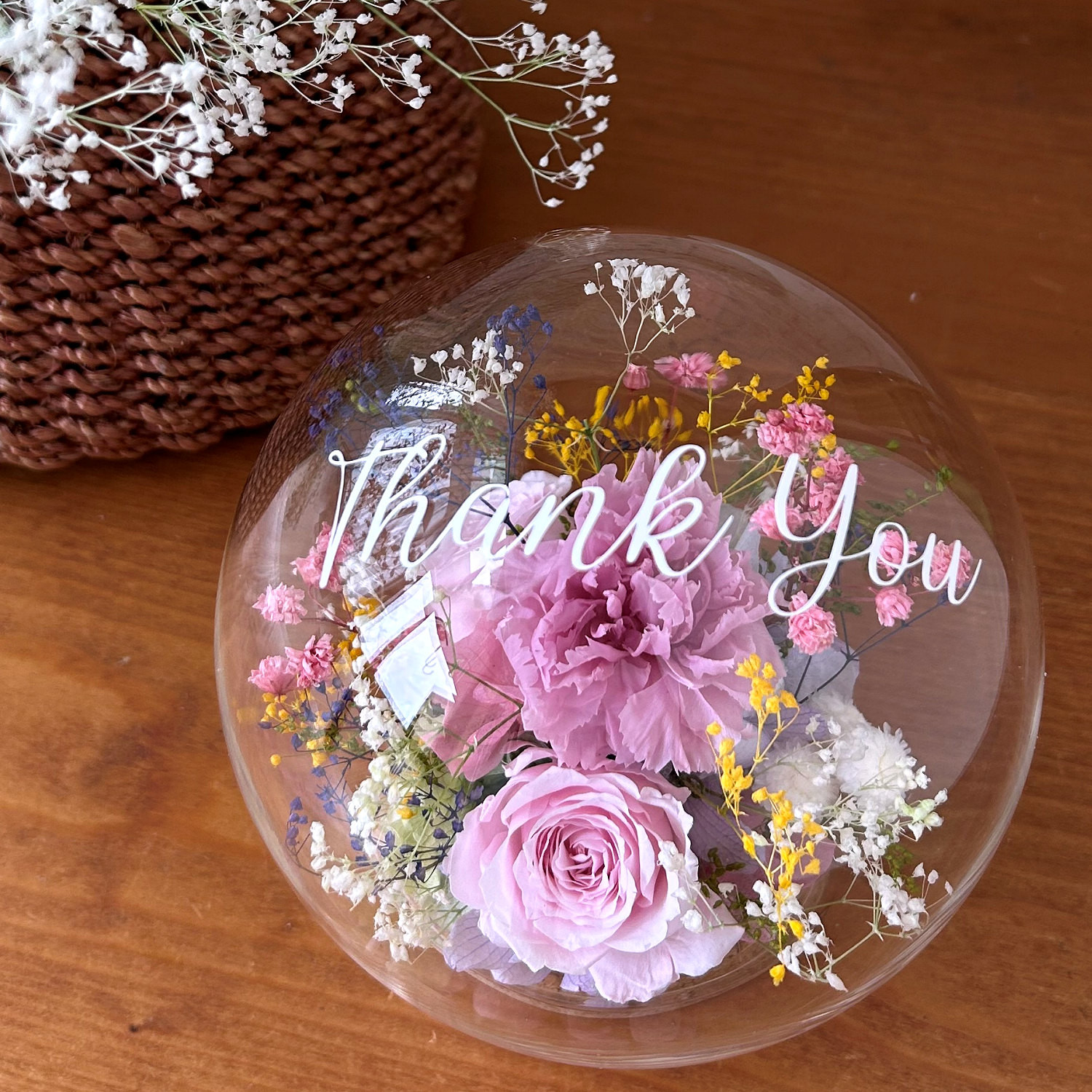 プリザーブドフラワー ガラスドーム 母の日 プレゼント お洒落 誕生日プレゼント 結婚祝い  ｜シャボン（ピンク）