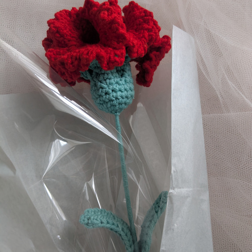 かぎ編み / カーネーション枯れないお花 母の日 花 フラワー レッド