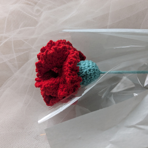 かぎ編み / カーネーション枯れないお花 母の日 花 フラワー レッド
