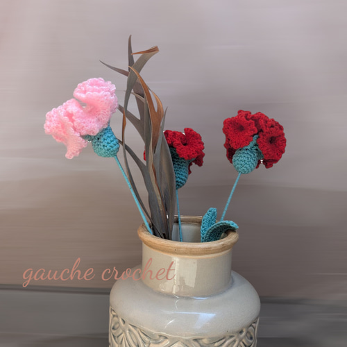 かぎ編み / カーネーション枯れないお花 母の日 花 フラワー レッド