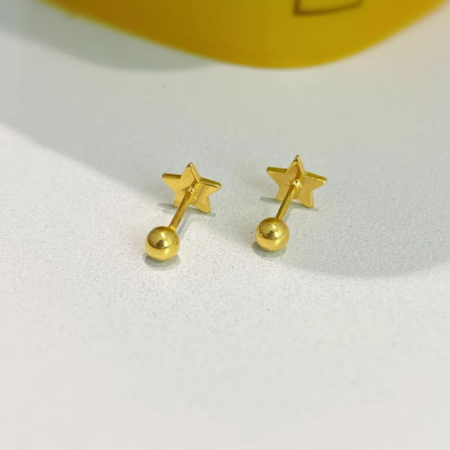 K24&K18（片耳）K24純金スターネジ式ピアス24金ゴールドスターピアス