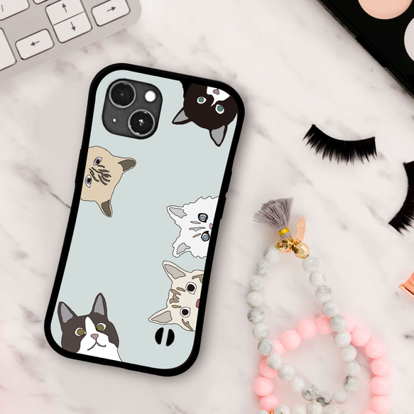 猫 耐衝撃 グリップケース iPhoneケース 3枚目の画像