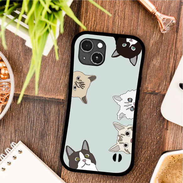 猫 耐衝撃 グリップケース iPhoneケース 2枚目の画像