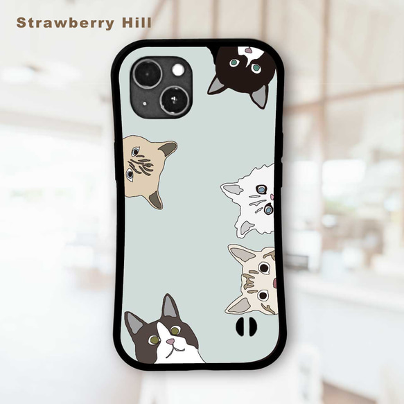 猫 耐衝撃 グリップケース iPhoneケース 1枚目の画像