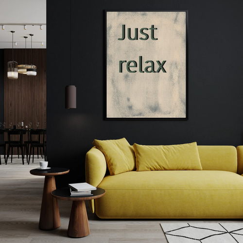 ポスター Just relax ペンキ風 文字 リビング リラックス シンプル