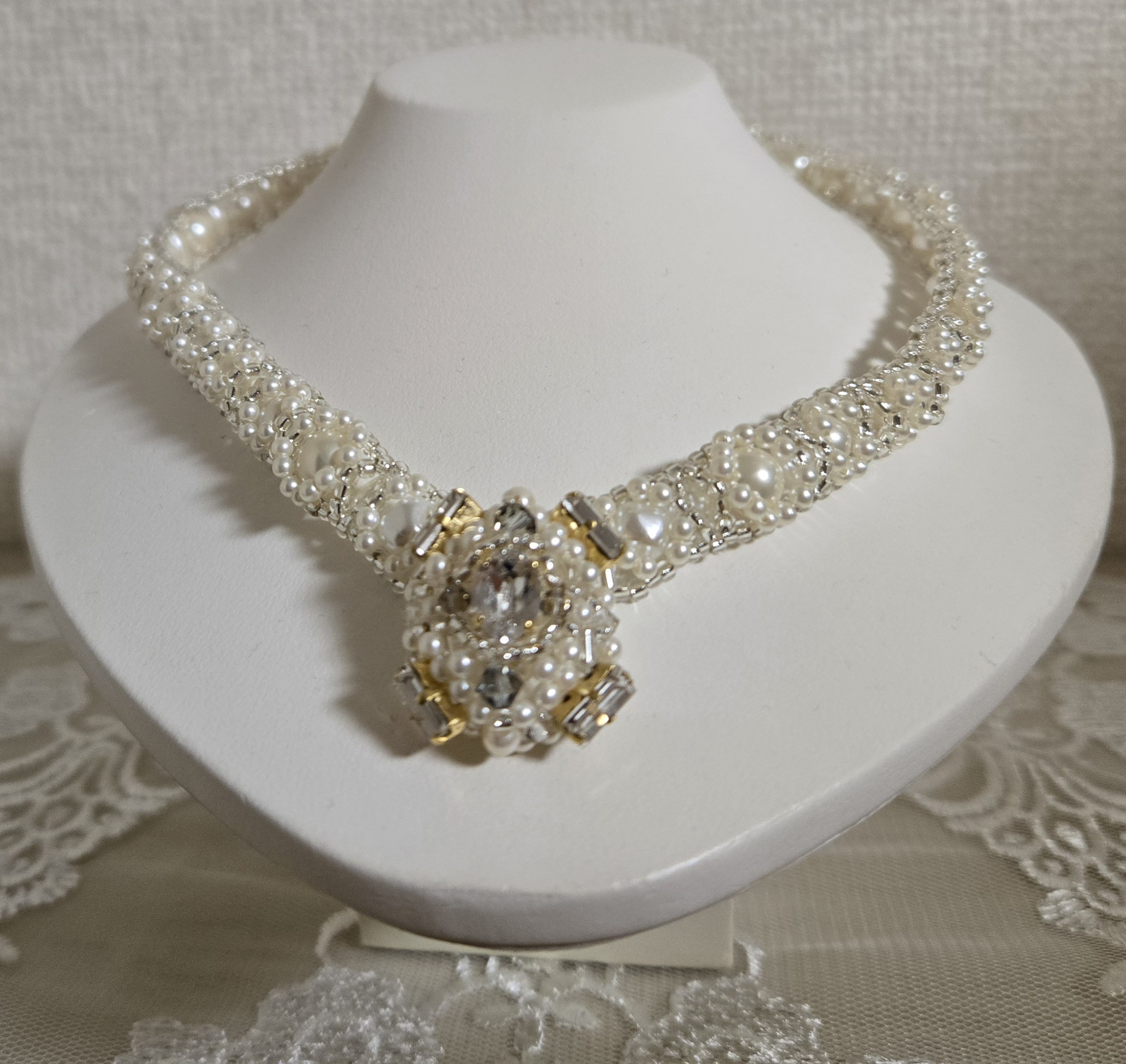 クリスタルガラス・クリスタル・パール・エレガント・ネックレス