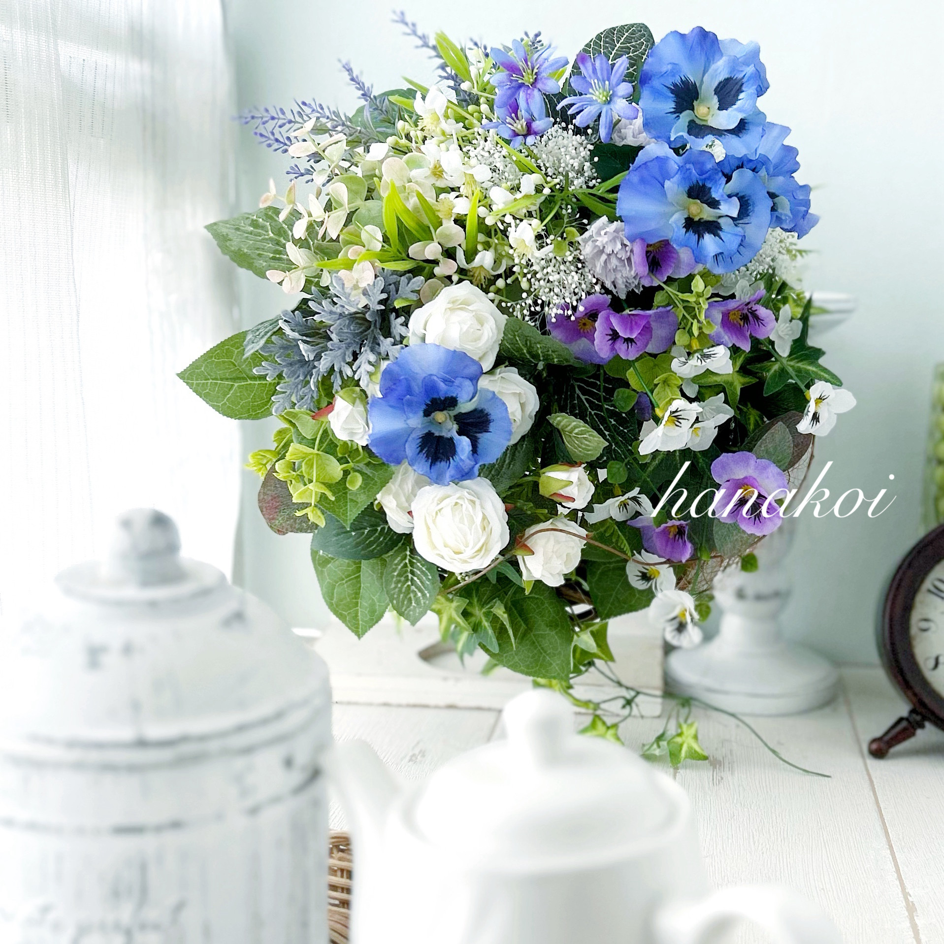 スワッグ風、ガーデニングハンキング風ナチュラルグリーンリース　アーティフィシャルフラワー(造花)　枯れないインテリア