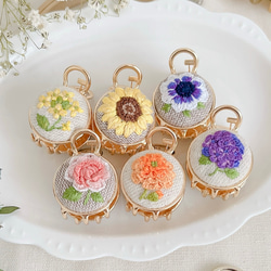 花刺繍のバンスクリップ ヘアクリップ・バナナクリップ Ribbit