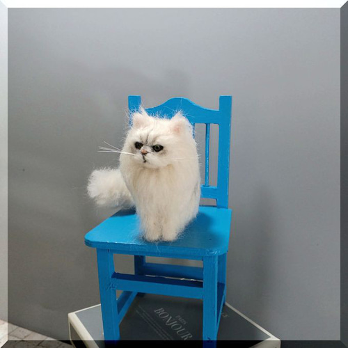 羊毛フェルト　猫　(チンチラ) 羊毛フェルト【0から作る！リアル羊毛フェルト猫】チンチラ