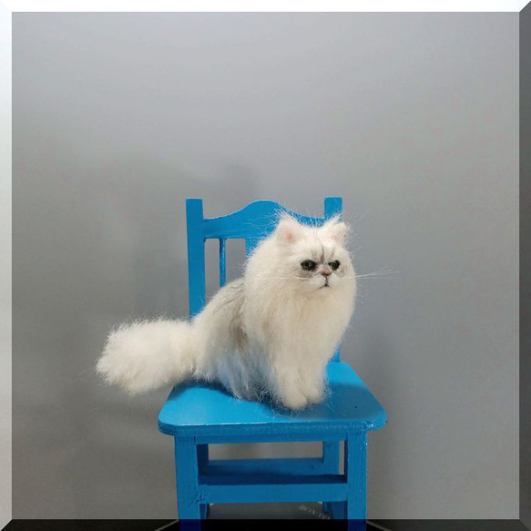 羊毛フェルト 猫 チンチラシルバー ペルシャ ミニチュア ねこ