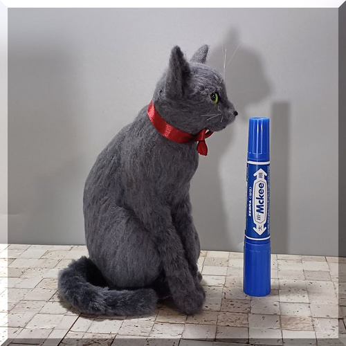 羊毛フェルト 猫 ロシアンブルー ねこ ネコ 猫フィギュア 羊毛フェルト
