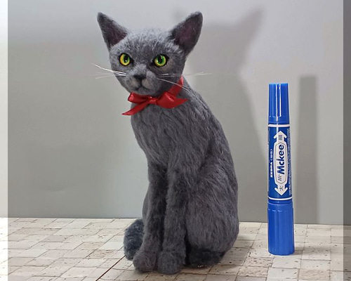 羊毛フェルト /ロシアンブルー 羊毛フェルト 猫 ロシアンブルー ねこ ネコ 猫フィギュア 羊毛フェルト