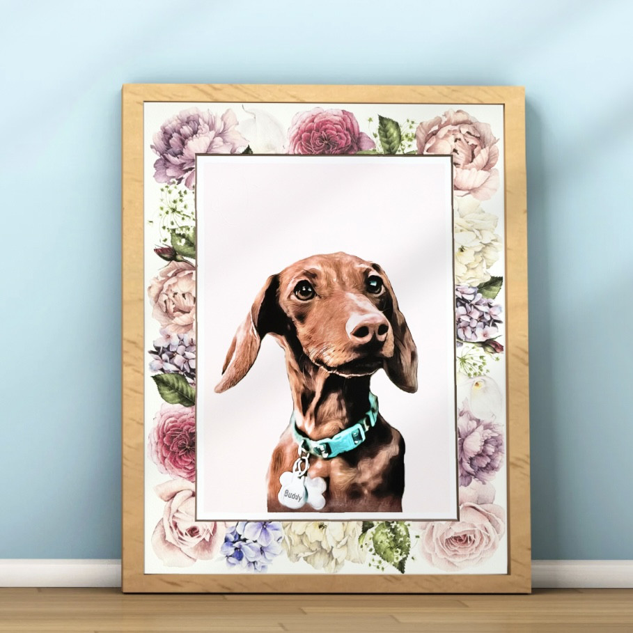 うちの子アート【似顔絵オーダー +マット台紙 +原画データ】ペットイラスト｜ペットアート｜ペット記念日｜ペット誕生日