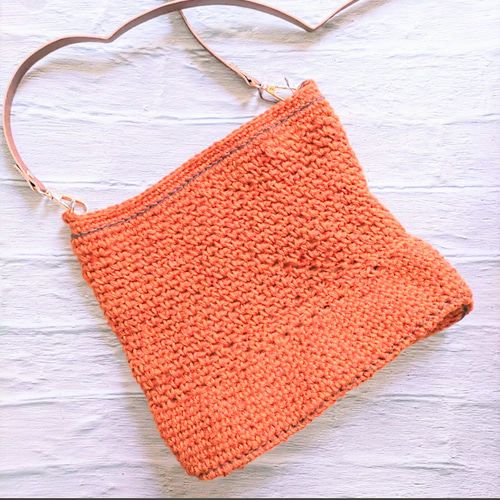 一点物〗テラコッタオレンジの麻紐ショルダーバッグ かごバッグ 麻紐