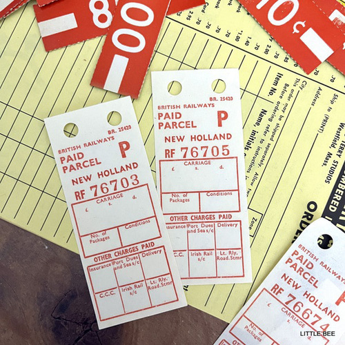 460・R-1664 イギリス鉄道 荷物用ラベル 10枚 古いチケット 海外紙物
