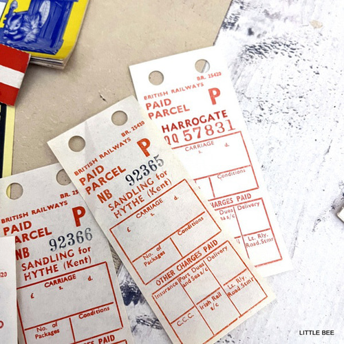 460・R-1664 イギリス鉄道 荷物用ラベル 10枚 古いチケット 海外紙物