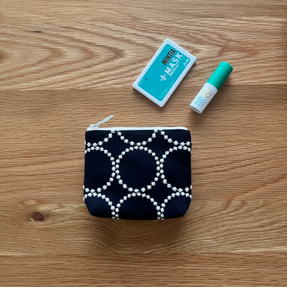 ミナペルホネン flower beads ブルゾン 36 ネイビー　刺繍 flower beads cuddle purse - minä perhonen