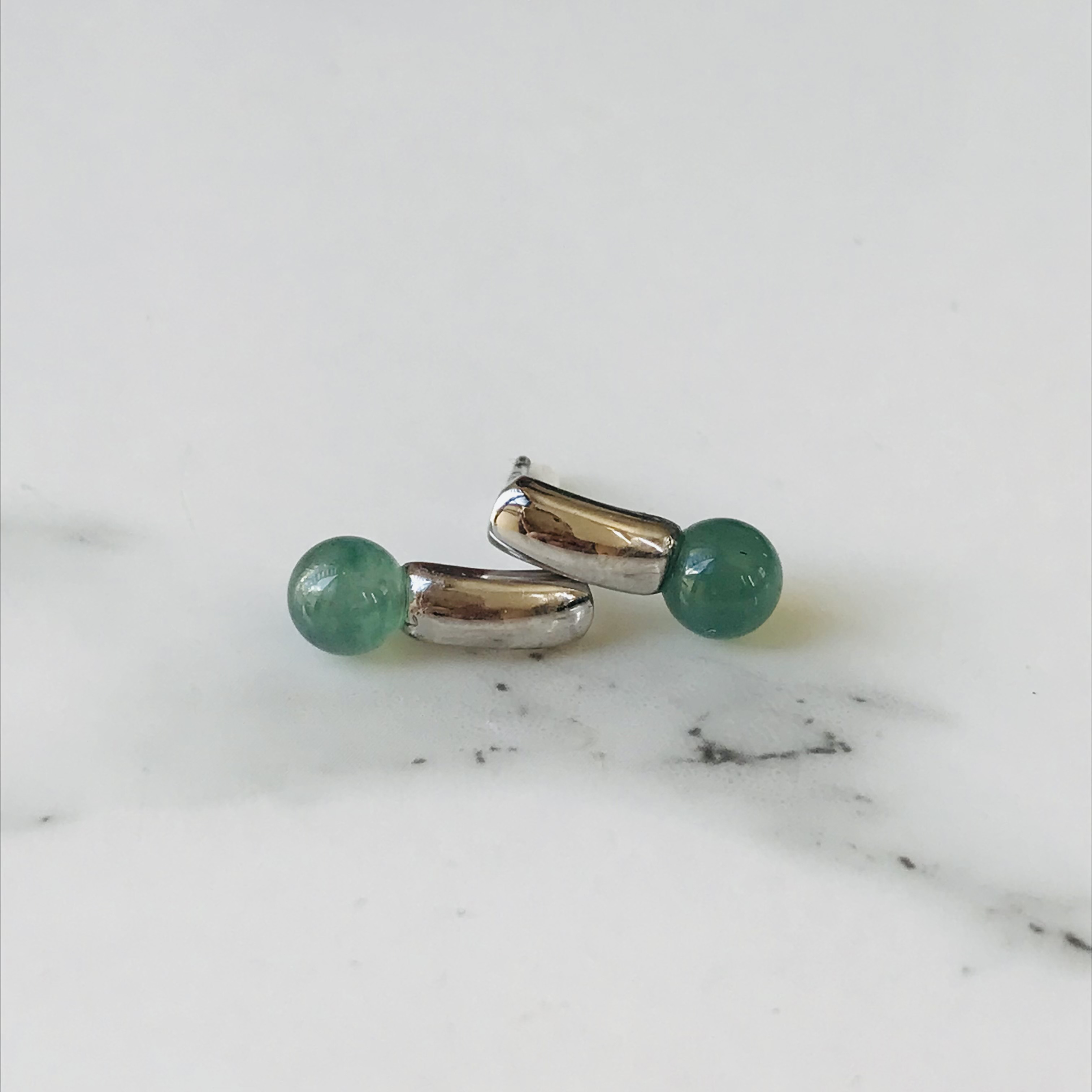 [P53-001] ジェイド　JADE  ヒスイ　本翡翠　ピアス　　天然石　グアテマラ産　s925  ラウンド