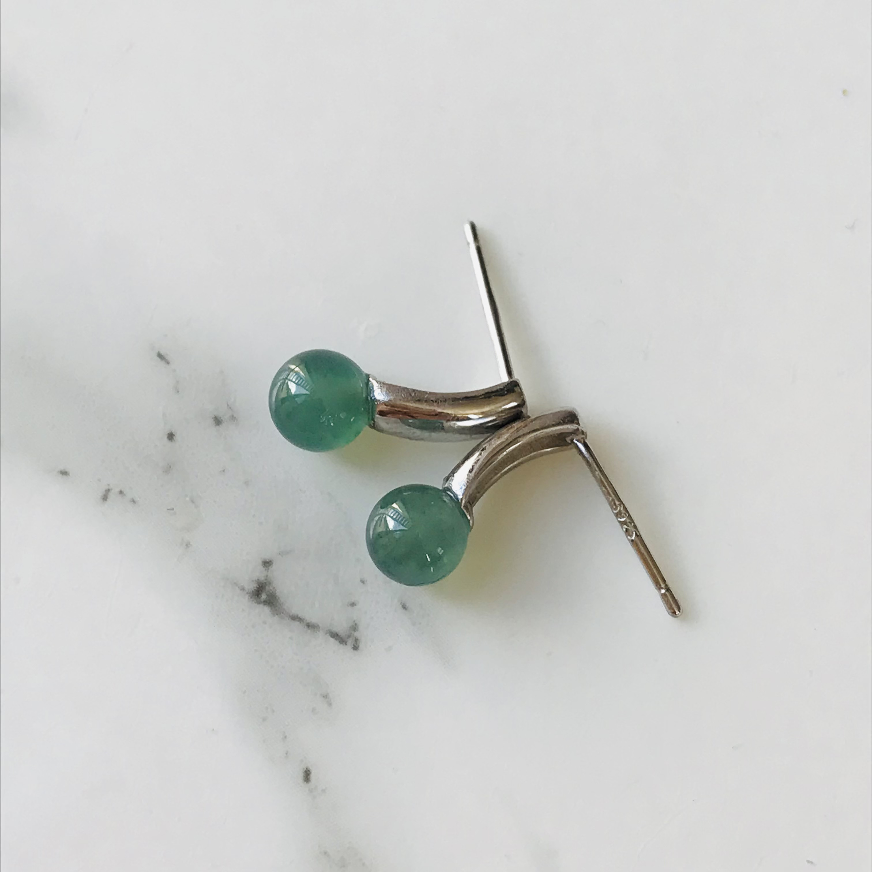 [P53-001] ジェイド　JADE  ヒスイ　本翡翠　ピアス　　天然石　グアテマラ産　s925  ラウンド